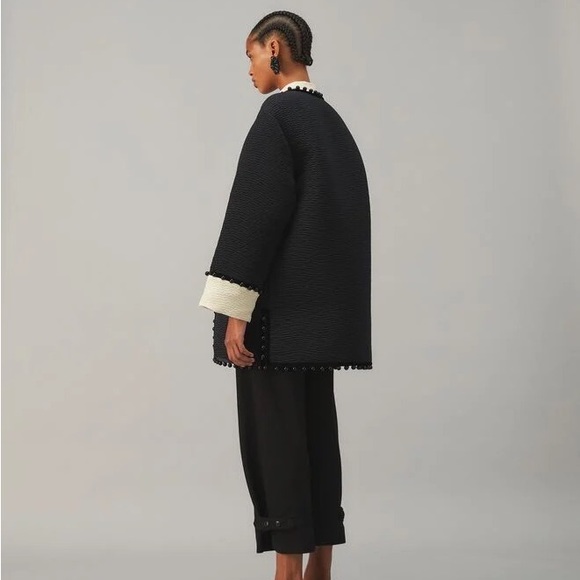 NWT $1498 Tory Burch Chevron Quilted Jacquard Beaded Coat size 0 XXS Lagenlook - Picture 5 of 9